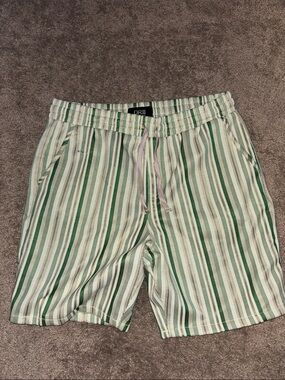 Green Stripe Athletic Shorts for Men